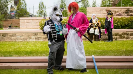 Two attendees in outdoor space at Nashicon